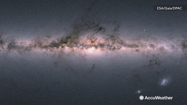 The European Space Agency has released a breathtaking all-sky photo of our home galaxy with their Gaia satellite.  It charts the location, color and brightness of 1.7 billion stars and also reveals neighboring galaxies nearby.