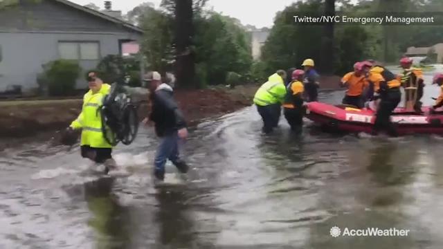 First responders from the New York City Emergency Management made their way to North Carolina to carry out water rescues in the midst of Hurricane Florence on Sept. 14.
