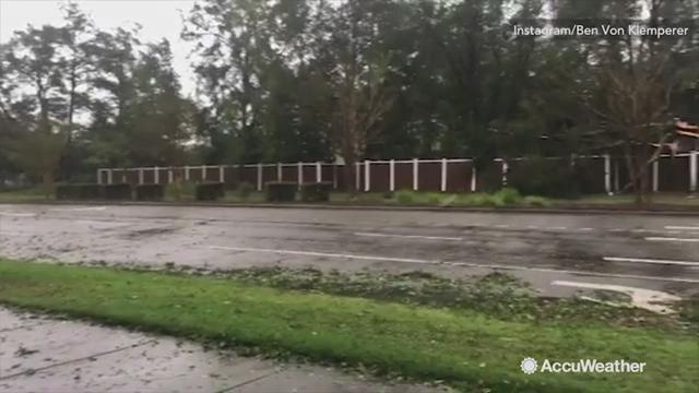 This part of Wilmington, North Carolina has downed trees and debris scattered everywhere in the midst of Hurricane Florence on Sept. 14.